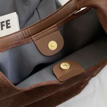 Large Tote Bag For Women Shoulder Bags For Women Simple Underarm Bag Casual Work Purse Suede Handbag Top Handle Travel Winter