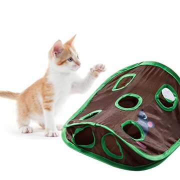 Cat Interactive Toy Mat with Holes Cat 9 Holes Tunnel Toy Cat Activity Play Mat Foldable Training Scratching for Pet Cat Tunnels