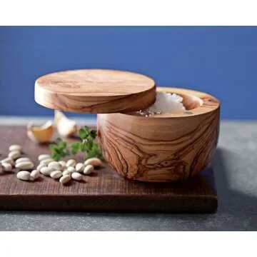 Berard Olive-Wood Handcrafted Salt Keeper for Kitchen Decor