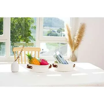 Small Cotton Rope Baskets - Stylish Organizing Bins 2 Pack
