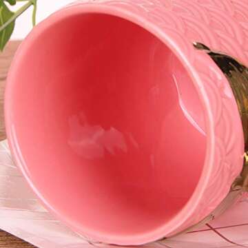 VanEnjoy 16 oz Cute Mermaid Tail Mug Romance Ceramic Coffee Mugs Cups Teacup, Bridal Shower Engagement Wedding Gift Favor (Pink)