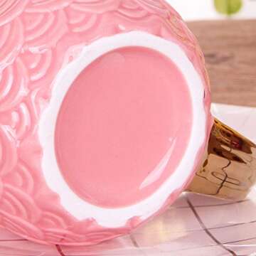 VanEnjoy 16 oz Cute Mermaid Tail Mug Romance Ceramic Coffee Mugs Cups Teacup, Bridal Shower Engagement Wedding Gift Favor (Pink)