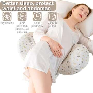 Oskeray Pregnancy Pillow for Sleeping, Maternity Pillow Support for HIPS, Backs, Legs, Maternity Pillow with Detachable and Adjustable Pillow Cover