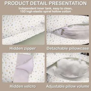 Oskeray Pregnancy Pillow for Sleeping, Maternity Pillow Support for HIPS, Backs, Legs, Maternity Pillow with Detachable and Adjustable Pillow Cover