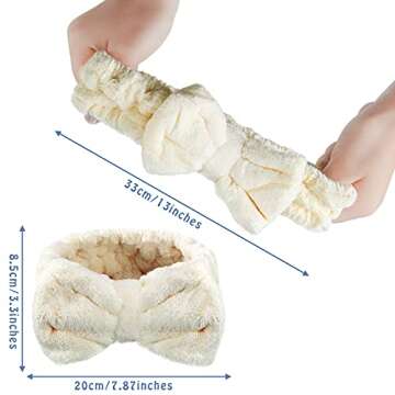 3 Pieces Towel Headbands for Women Makeup Headband for Washing Face Makeup Spa Headband, Microfiber Bowtie Shower Headband for Women(Pink, Blue, White)