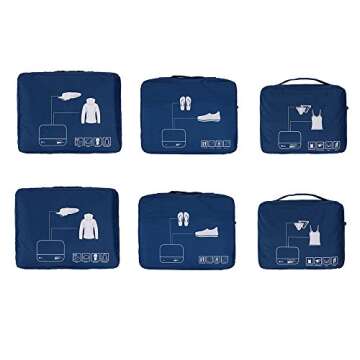 Packing Cubes Set Travel Luggage Organizers Suitcase Lightweight Accessories Navy Blue