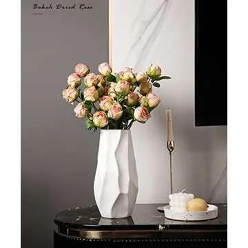 Elegant 12-Inch White Ceramic Contemporary Vase for Decor