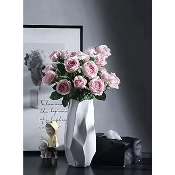 Elegant 12-Inch White Ceramic Contemporary Vase for Decor
