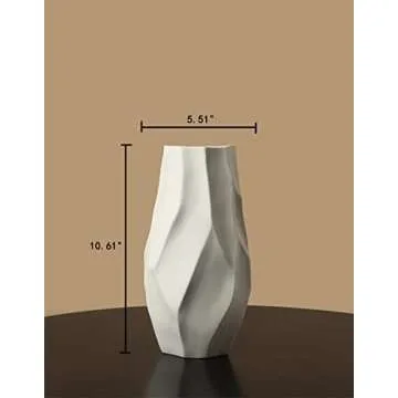 Elegant 12-Inch White Ceramic Contemporary Vase for Decor