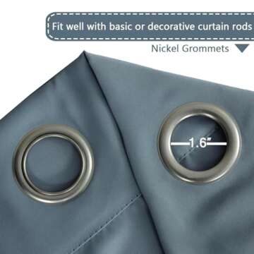 H.VERSAILTEX Stone Blue Blackout Curtains 84 inch