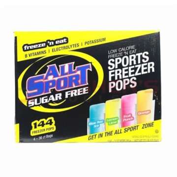 Generic Big 144-Pack All Sport Sugar-Free Hydration Freezer Pops - Variety of 3 oz Pops in Blue Raz Ice, Fruit Punch, Lemon-Lime, and Orange Flavors with Zero Calories & Sugar