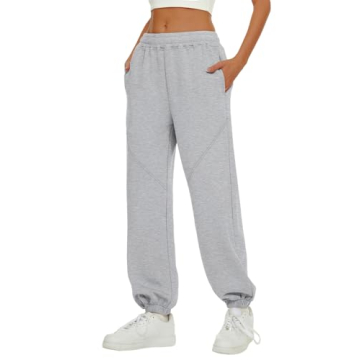LILLUSORY Women's Cozy Wide Leg Sweatpants in Light Grey