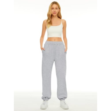 LILLUSORY Women's Cozy Wide Leg Sweatpants in Light Grey