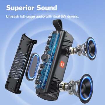 DOSS E-Go II Bluetooth Speaker with 12W Superior Sound, Loud Bass, IPX6 Waterproof, Built-in Mic, 12...