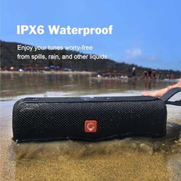 DOSS E-Go II Bluetooth Speaker with 12W Superior Sound, Loud Bass, IPX6 Waterproof, Built-in Mic, 12H Playtime, for Pool, Beach, Outdoor, and Travel