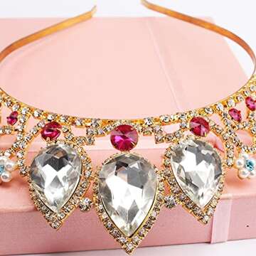 COCIDE Rapunzel Tiaras for Women Gold Crowns for Women Princess Crystal Rhinestone Hair Accessories for Girls Birthday Party Halloween Christmas Decoration