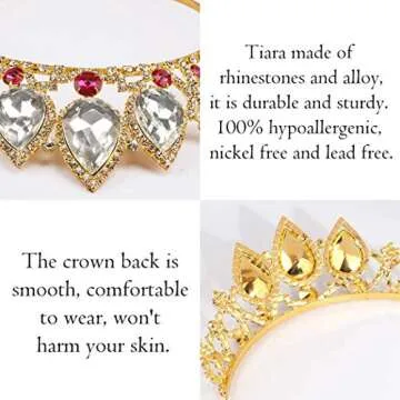 COCIDE Rapunzel Tiaras for Women Gold Crowns for Women Princess Crystal Rhinestone Hair Accessories for Girls Birthday Party Halloween Christmas Decoration