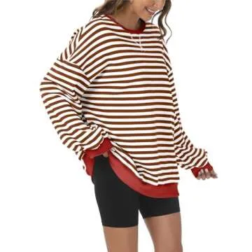 Kissfix Stylish Oversized Striped Sweatshirt for Women