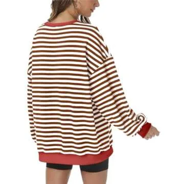 Kissfix Stylish Oversized Striped Sweatshirt for Women