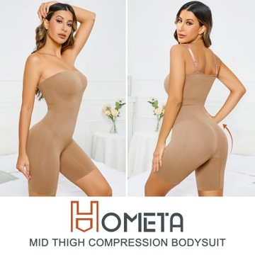 HOMETA Women's Seamless Tummy Control Bodysuit - Ultimate Comfort