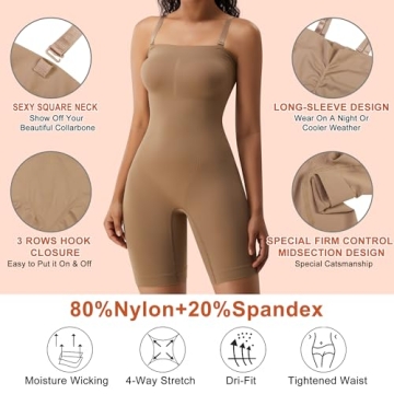 HOMETA Women's Seamless Tummy Control Bodysuit - Ultimate Comfort