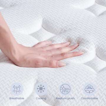 Dourxi 12 Inch Queen Size Mattress, Hybrid Mattress with Gel Memory Foam for Better Sleep, Individually Pocketed Springs for Medium Comfortable, Motion Isolation and Pressure Relief - Medium Plush