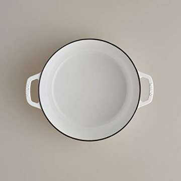 Milo by Kana 5.5-quart Enameled Cast Iron Dutch Oven with Lid | Premium Casserole Cooking Pot | Enamel Coating Inside and Out | Oven Safe and Dishwasher Friendly (White with Gold Knob)