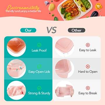 50 Pack Pink Meal Prep Containers for Meal Planning