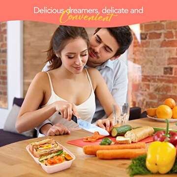 50 Pack Pink Meal Prep Containers for Meal Planning