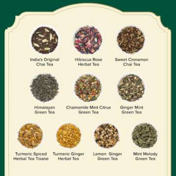 VAHDAM, Assorted Tea Sampler (20 Delicious Variety, 40 Individually Wrapped Pyramid Tea Bags) Long Leaf Premium Teas I Tea Gift Set I Valentines Day Tea Gift Ideas for Tea Lovers