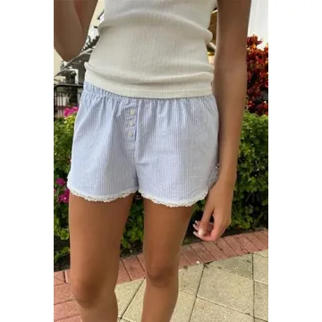 Y2k Girls Cute Lounge Shorts Floral Printing Sleepwear