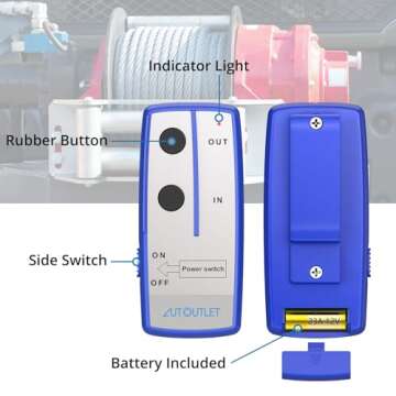 AUTOUTLET 2PCS Wireless Winch Remote Control Kit 100ft Range Winch Wireless Controller for DC 9-30V ...