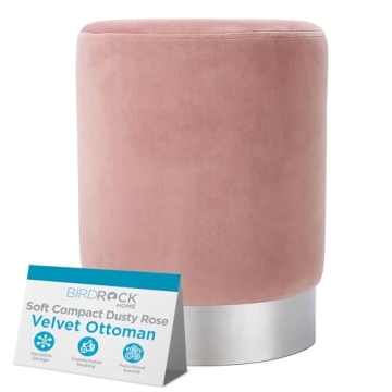 BIRDROCK HOME Round Ottoman Foot Stool – Soft Padded Modern Design – Ideal for Living Room, Bedr...