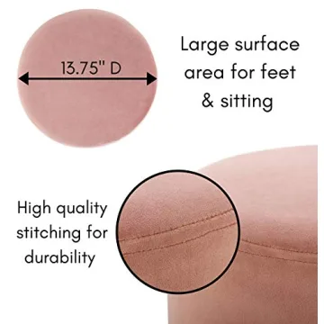 BIRDROCK HOME Round Ottoman - Elegant Footstool and Seating