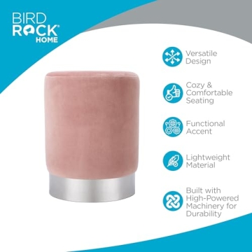 BIRDROCK HOME Round Ottoman - Elegant Footstool and Seating