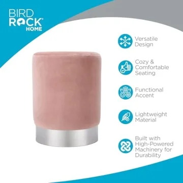 BIRDROCK HOME Round Ottoman - Elegant Footstool and Seating