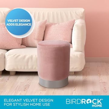 BIRDROCK HOME Round Ottoman - Elegant Footstool and Seating