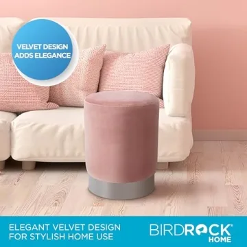 BIRDROCK HOME Round Ottoman - Elegant Footstool and Seating