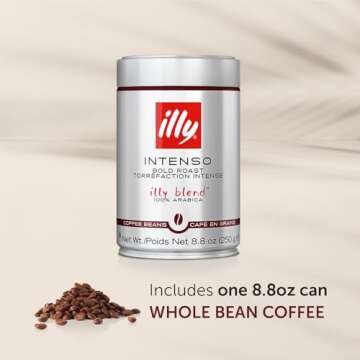 illy Intenso Whole Bean Coffee, Bold Roast, 100% Arabica