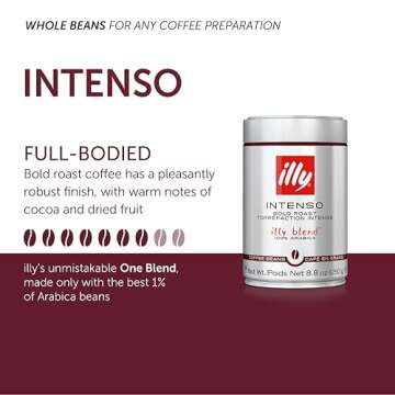 illy Intenso Whole Bean Coffee, Bold Roast, 100% Arabica