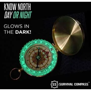 SharpSurvival Old Fashioned Compass - Glow in The Dark Military Compass for Accurate Orienteering and Navigation - Handheld Lightweight Compass Survival Tools for Hiking, Camping and Backpacking