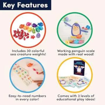 Battat Education – Balance Scale for Kids – Math Toys – Kids Math Games – Counting Toys – 3 Years + – Penguin Math Balance (38 Pcs)