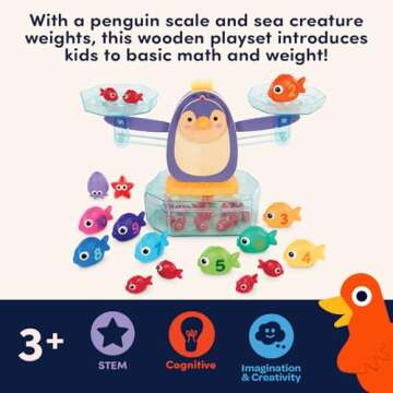 Battat Education – Balance Scale for Kids – Math Toys – Kids Math Games – Counting Toys – 3 Years + – Penguin Math Balance (38 Pcs)
