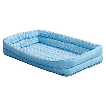MidWest Homes for Pets Quiet Time Deluxe Fleece Double Bolster Bed Size: 22" - 24" L x 14" W, Color: Blue