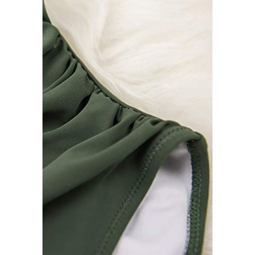 CUPSHE Women's Ruffled One Piece Swimsuit V Neck Lace Up Green