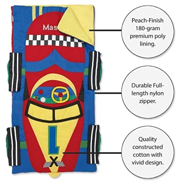 Personalized Kids Racecar Sleeping Bag for Sleepovers