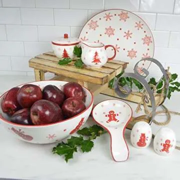 Euro Ceramica 120oz Winterfest Bowl for Holiday Cheer