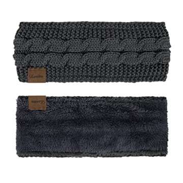 Loritta Womens Ear Warmers Headbands Winter Warm Fuzzy Cable Knit Head Wrap Fleece Lined Gifts,Pure ...