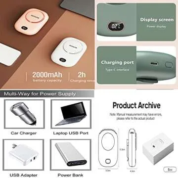 AOCOOLFAN Portable Neck Fan - Rechargeable, 3 Speed