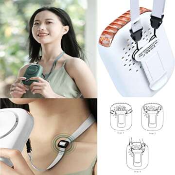 AOCOOLFAN Portable Neck Fan - Rechargeable, 3 Speed